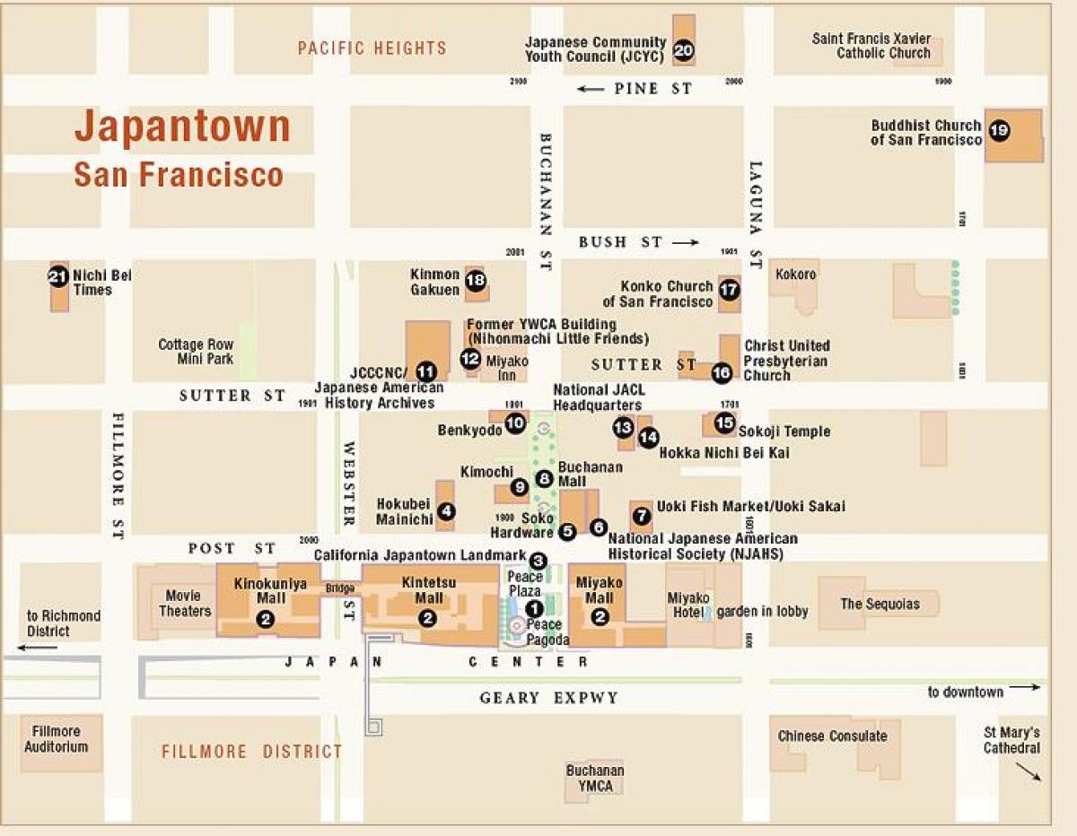 Peta dari japantown San Francisco