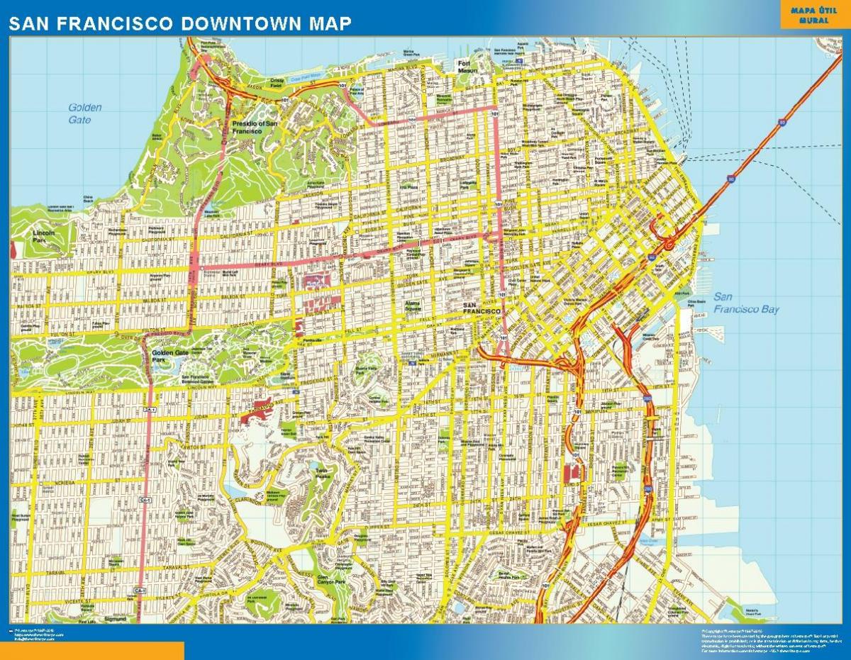 Peta dari San Francisco dinding