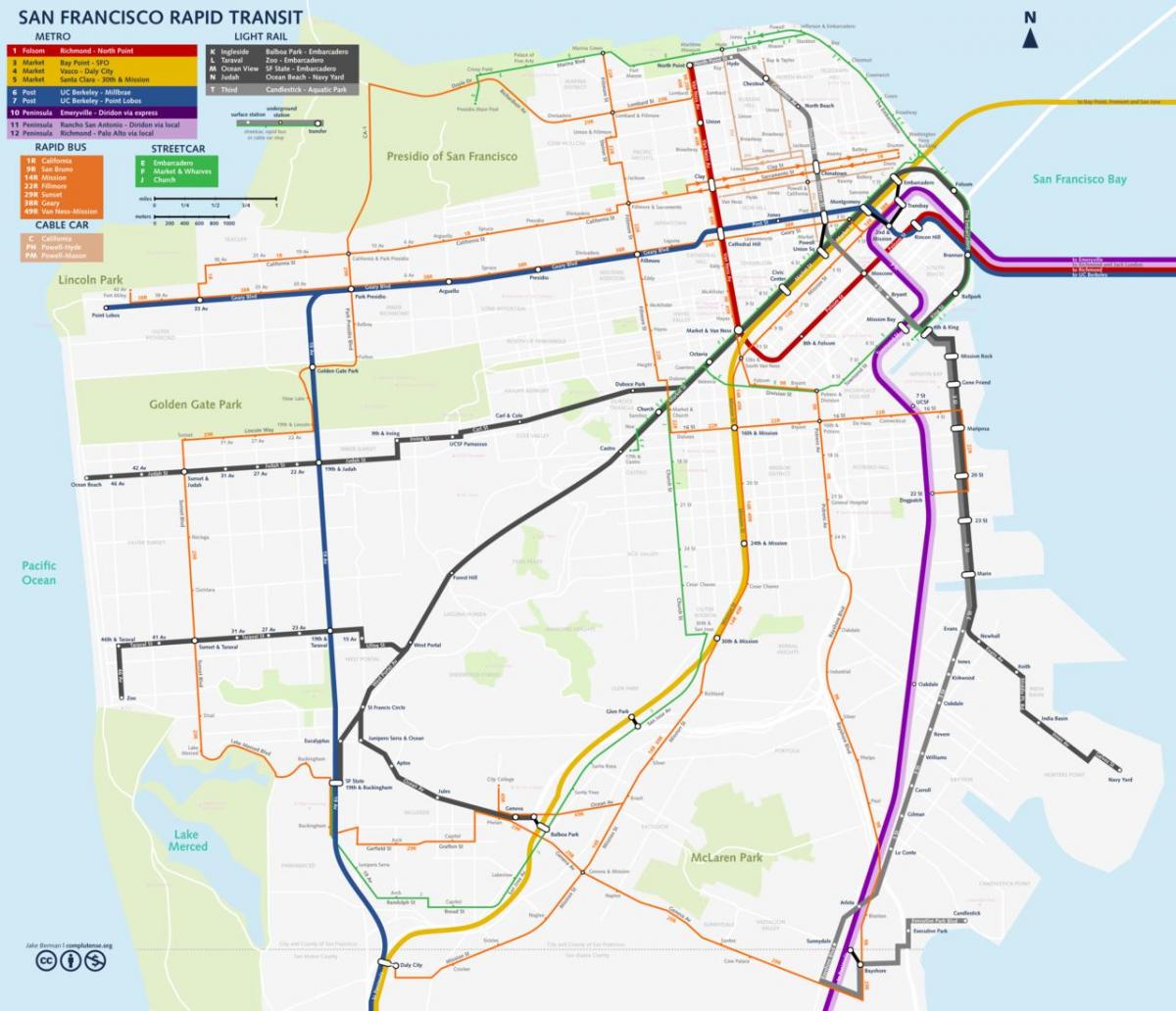 San Fran angkutan umum peta