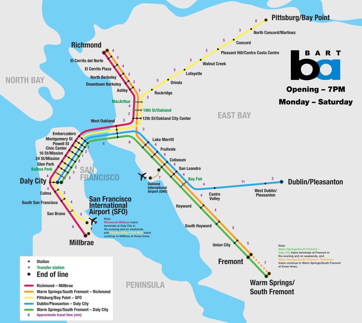 bart sistem San Francisco peta