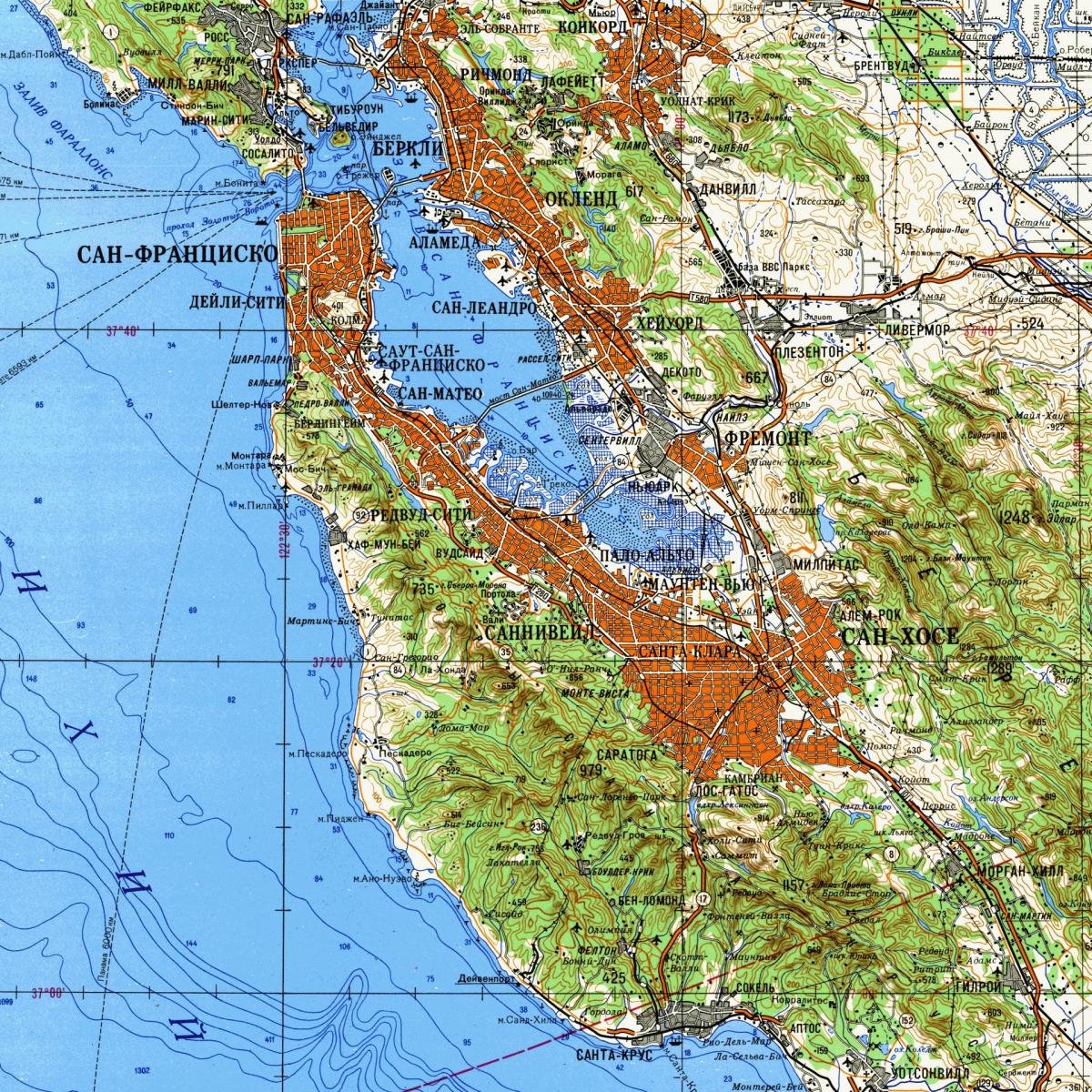 San Francisco bay area peta topografi
