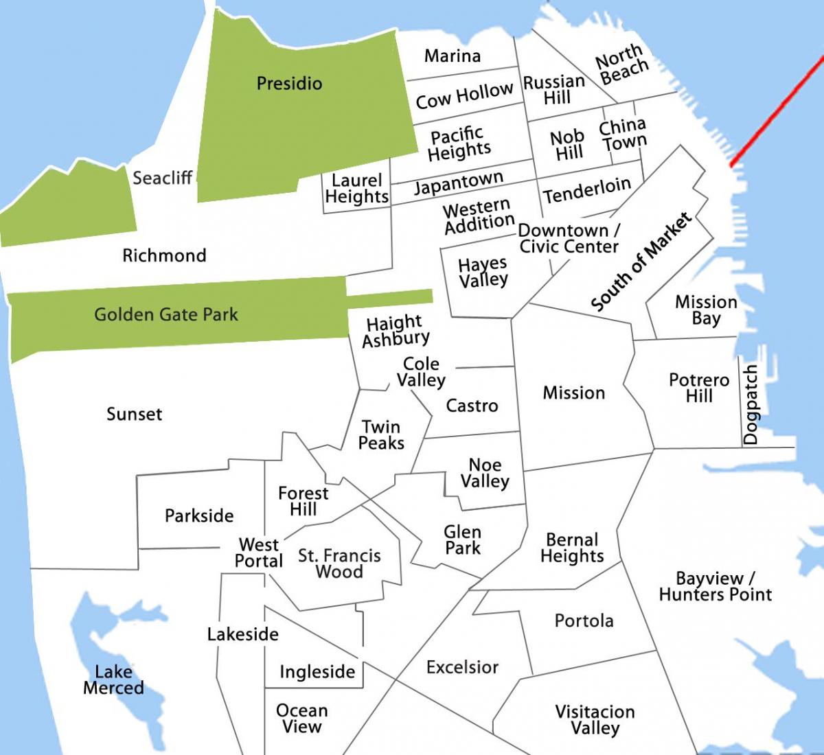 Peta dari bayview distrik San Francisco 