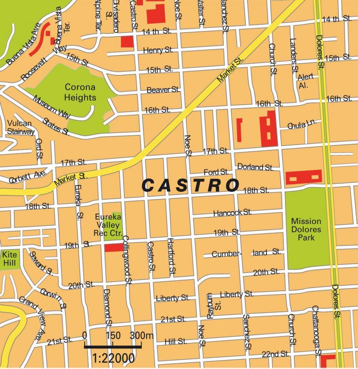 peta dari castro distrik di San Francisco