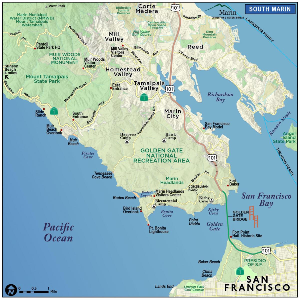 Peta dari hutan redwood San Francisco