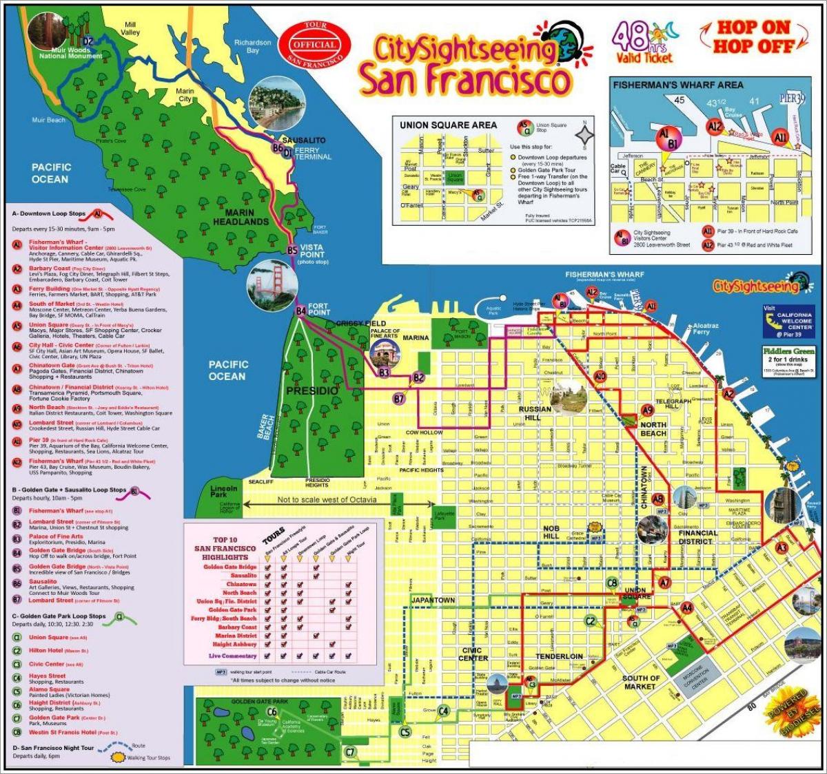 jalan-jalan kota San Francisco tour peta