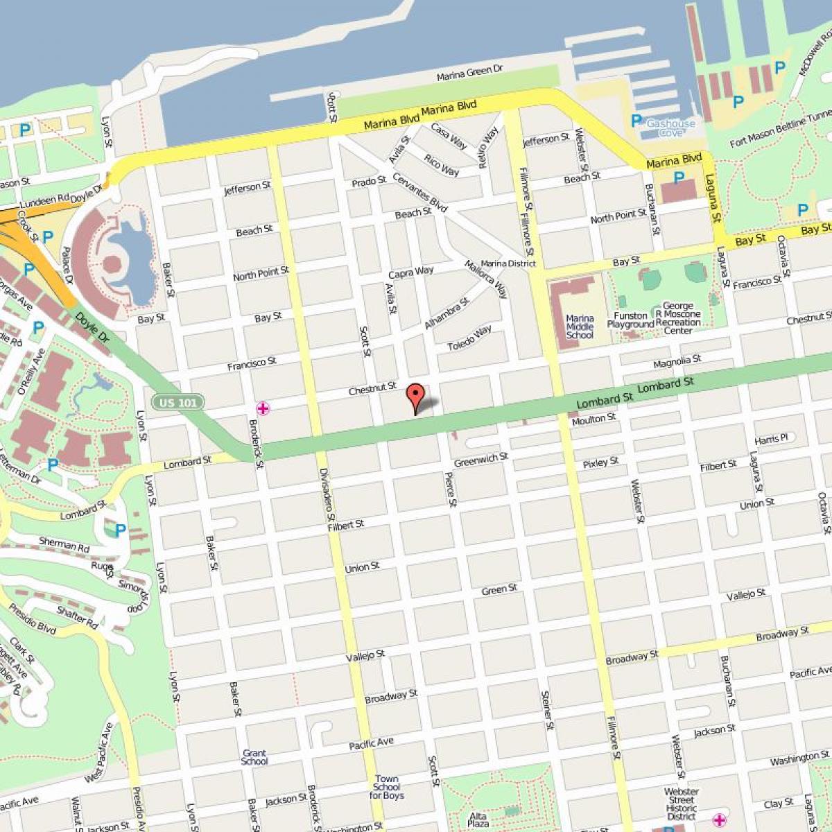 Peta dari lombard street di San Francisco