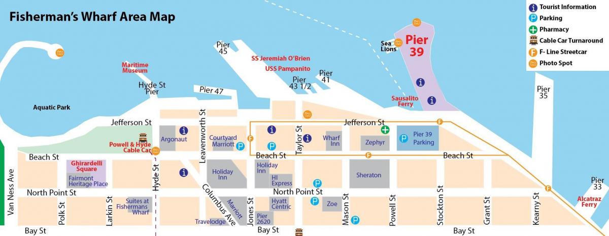 peta dari San Francisco fisherman's wharf