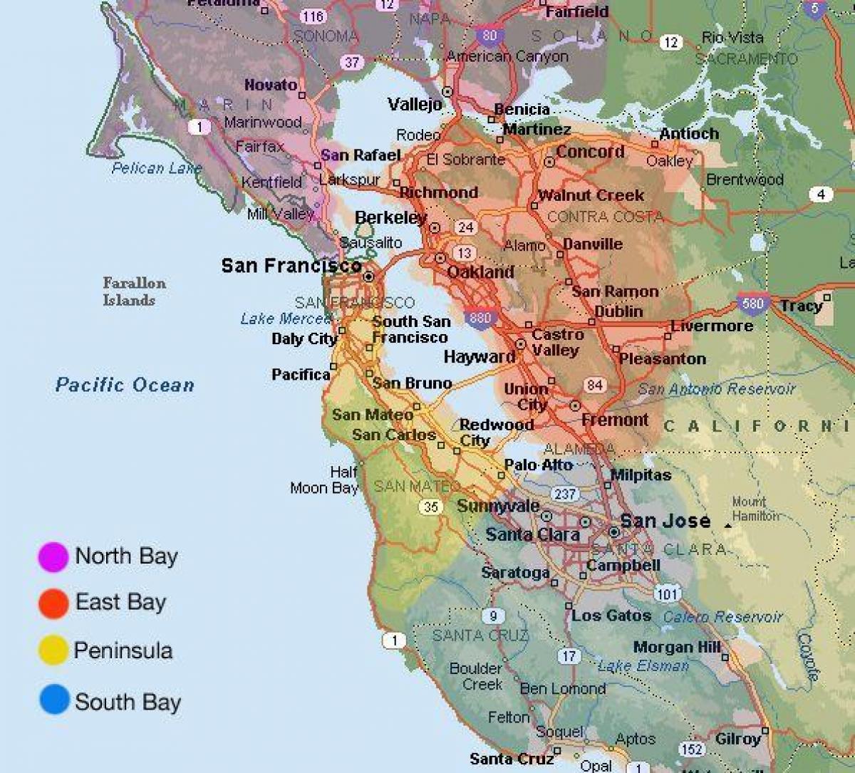 San Francisco peta area dan sekitarnya