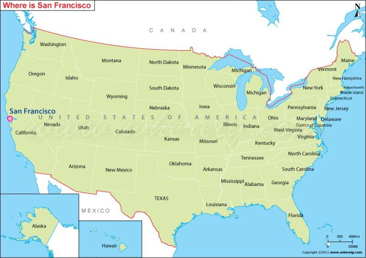 peta dari San Francisco, california, amerika serikat