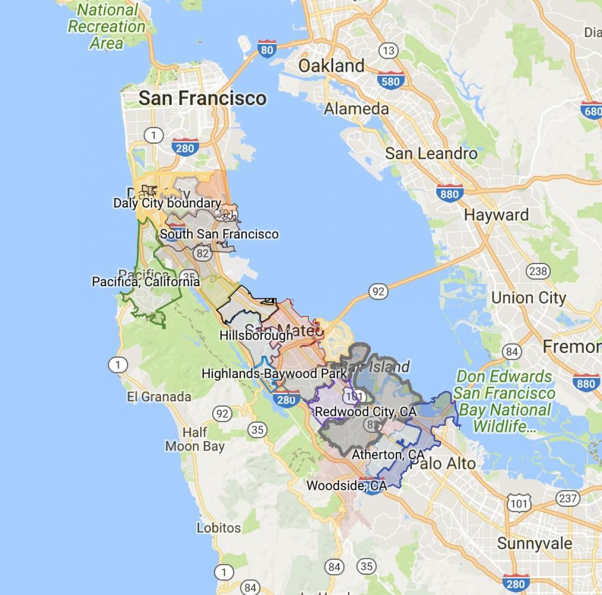 Peta dari San Francisco batas kota
