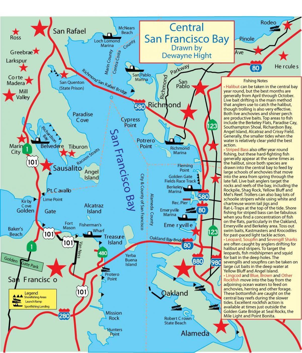 Peta dari San Francisco bay memancing 