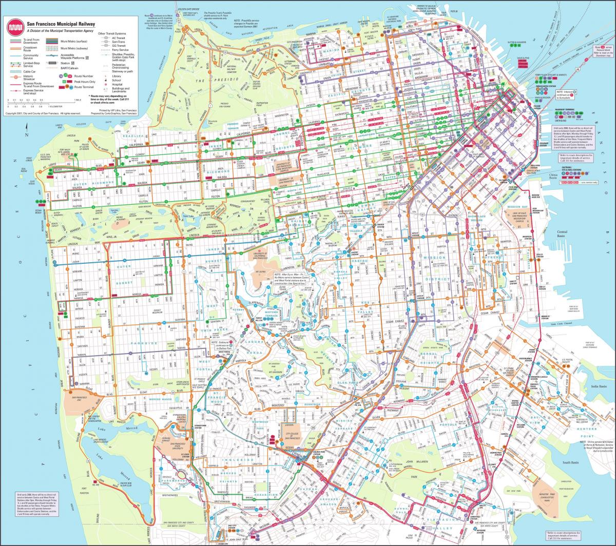 Peta dari San Francisco municipal railway