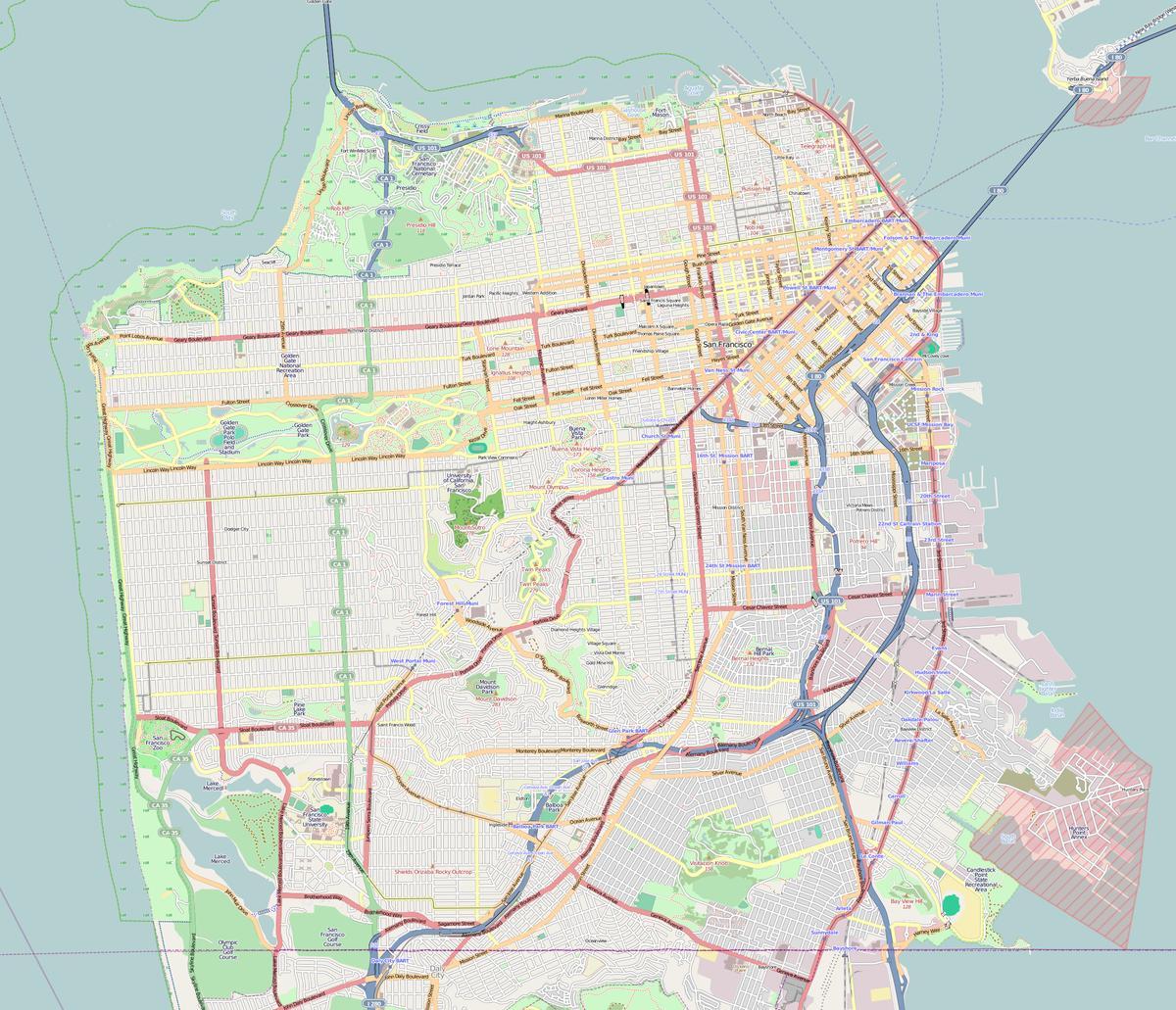 Peta dari San Francisco garis besar