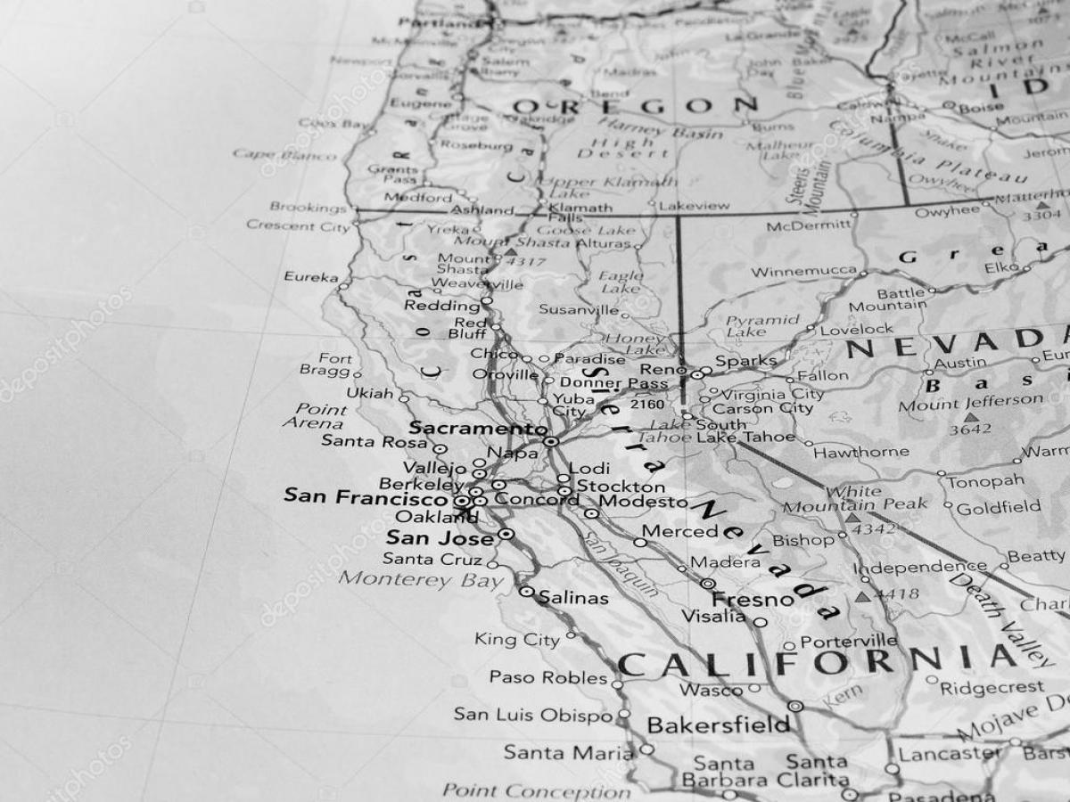 hitam dan putih peta dari San Francisco
