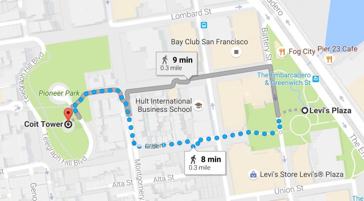 Peta dari San Francisco self guided walking tour