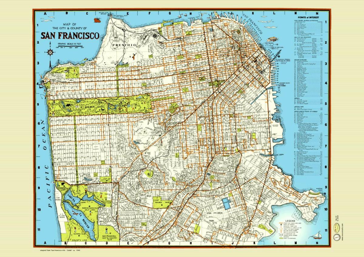 Peta dari San Francisco street poster