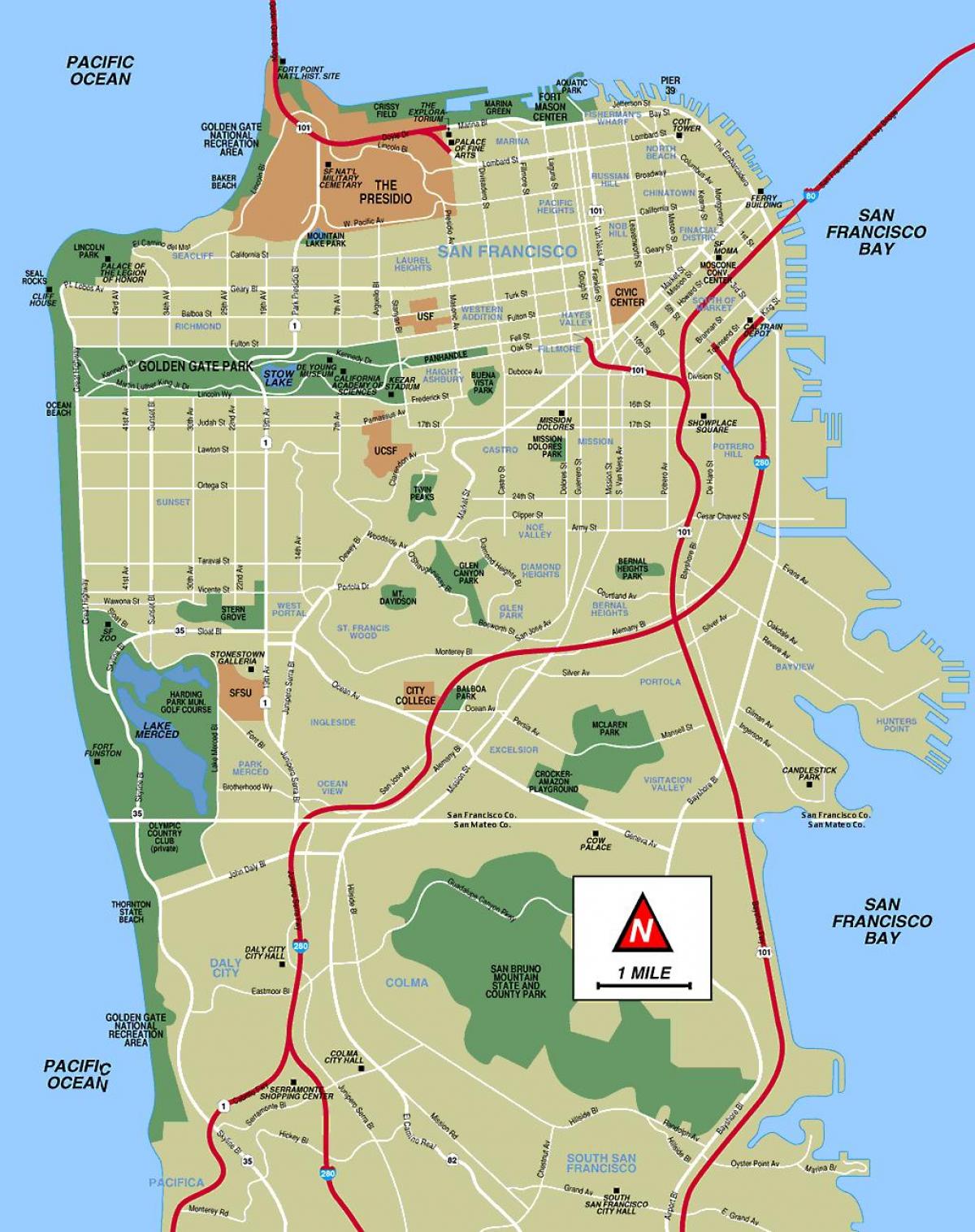 San Francisco peta taman