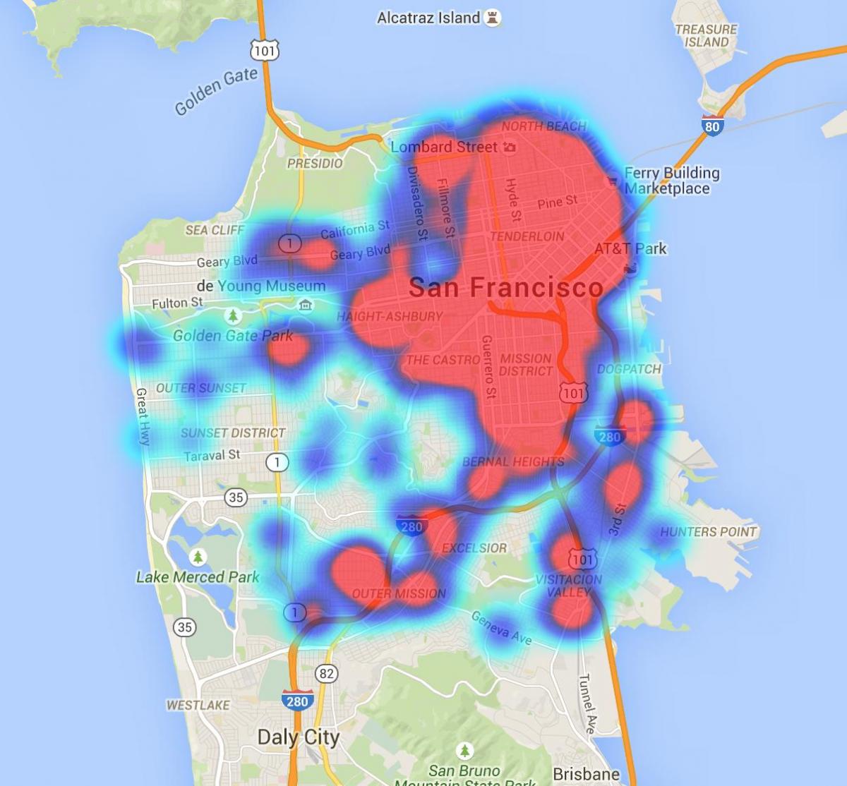 Peta dari San Francisco tinja