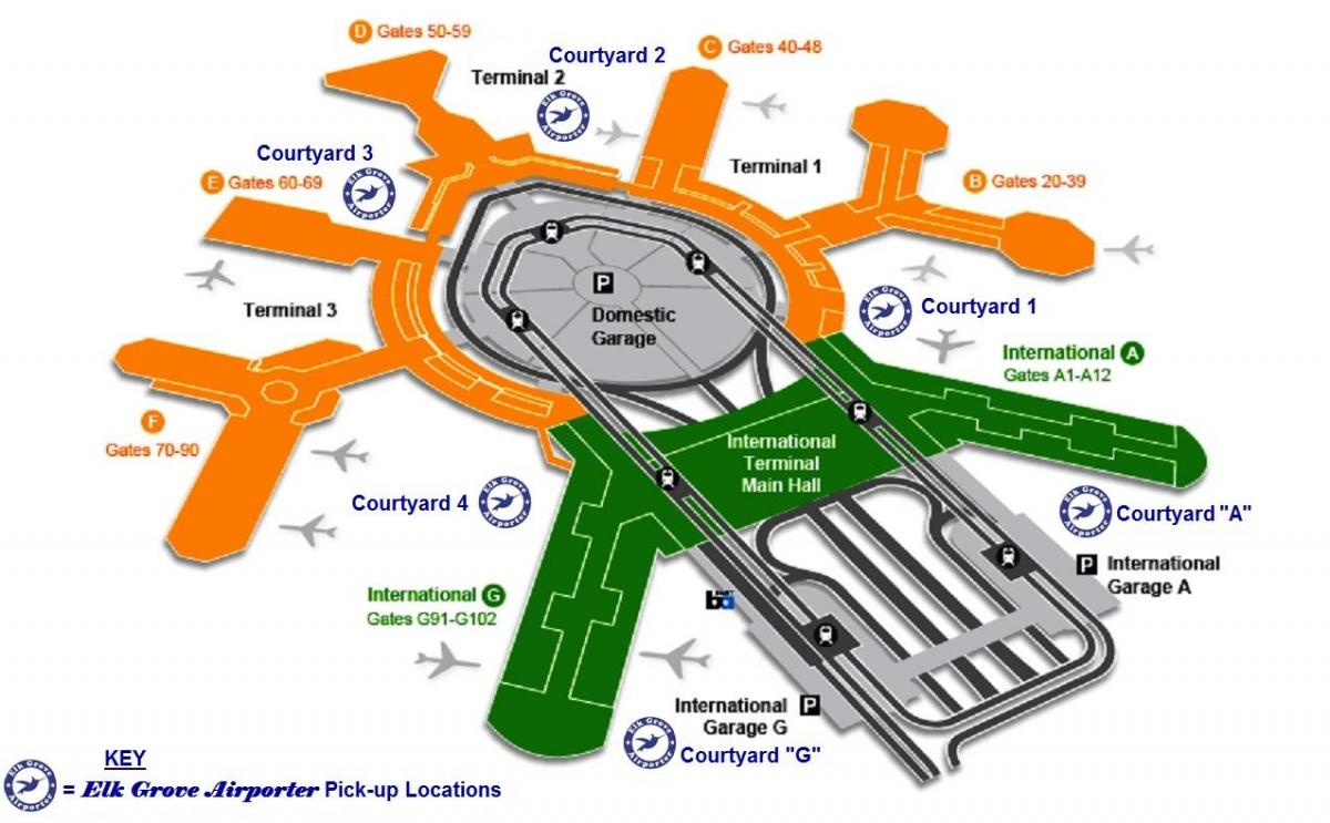 SFO terminal internasional kedatangan peta