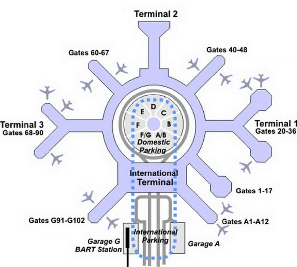 Peta dari SFO terminal g