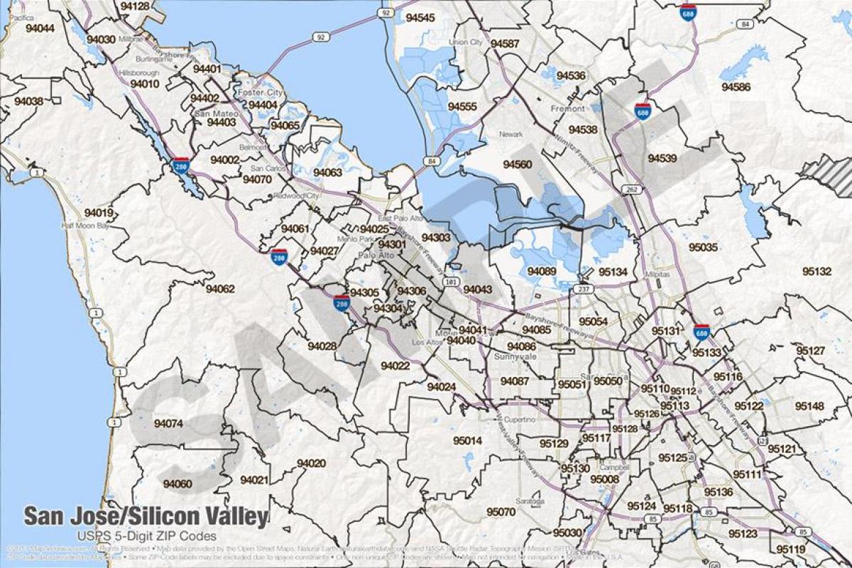 Peta dari silicon valley kode pos