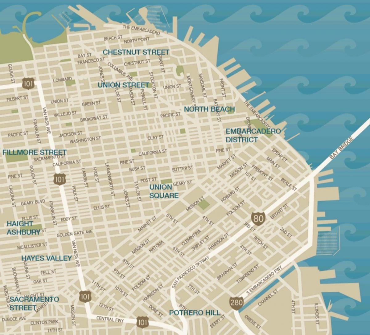 peta dari pusat kota San Francisco union square