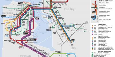 Peta transportasi umum San Francisco
