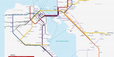 San Francisco sistem kereta bawah tanah peta